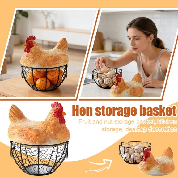Hen Shaped Egg Storage Basket For Snack And Fruit Storage