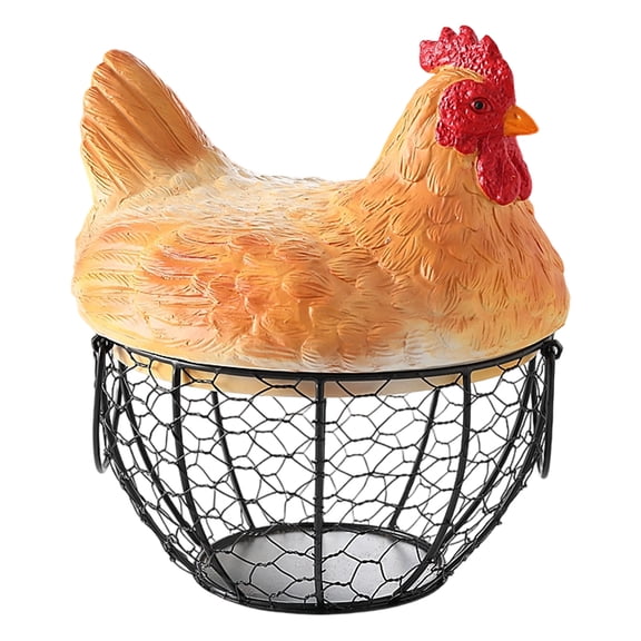 Hen Shaped Egg Storage Basket – Novelty Chicken Basket for Snacks, Fruits, Easter Eggs, Kitchen Counter Organizer, Rustic Decor