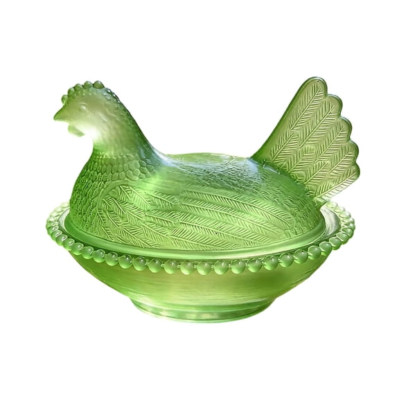 Hen-Shaped Glass Snack Bowl, Chicken Candy Tray with Lid, Rustic Home Decorative Candy Dish, for Kitchen Counter, Dining Table & Home Holiday Party DecorLight Green)