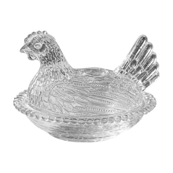 Hen-Shaped Snack Bowl, Household Nut & Candy Decorative Dish for Kitchen Counter, Dining Table & Home Accents (Clear)
