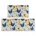 thumbnail image 1 of Hen and Sunflower White Pattern Anti Fatigue Kitchen Rugs Set Of 2, Non Slip Washable Decorative Floor Mats for Kitchen Sink Laundry, 17"x30" and 17"x47", 1 of 6