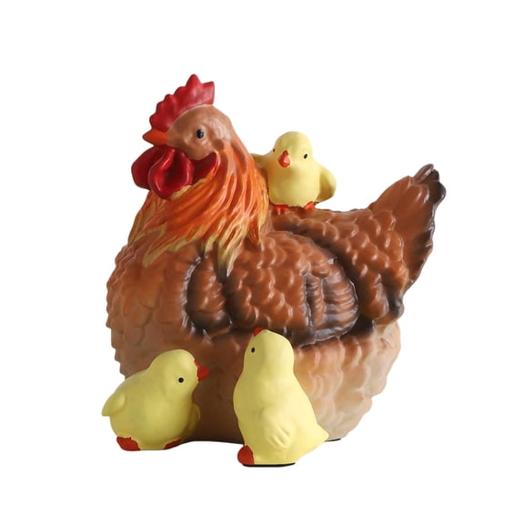 Hen and Chicks Figurine Set Farmhouse Mother Chicken Statue Decor Rustic Animal Sculpture for Garden Yard Indoor Tabletop Thanksgiving Display