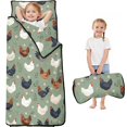 thumbnail image 1 of Hen and Floral Teal Pattern Teens Toddler Nap Mat with Pillow, Sleeping Mat Bag for Preschool Daycare 59"x22", 1 of 6