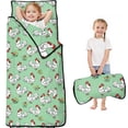 thumbnail image 1 of Hen and Tail Green Pattern Teens Toddler Nap Mat with Pillow, Sleeping Mat Bag for Preschool Daycare 60"x20", 1 of 6