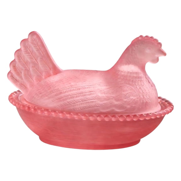 Hen on Nest, Chicken Shaped Dish, Crystal Plastic Candy Dish with Lid 3*3*5in for Home Countertop Kitchen (Pink)