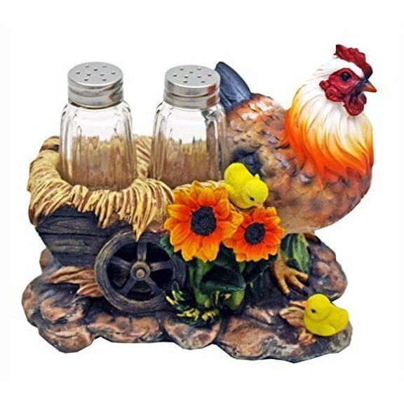 Hen with Chicks Salt and Pepper Shaker Holder Figurine by DWK