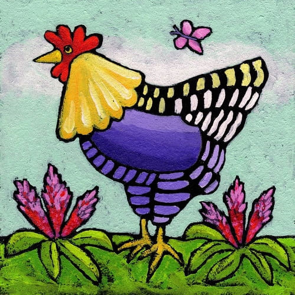 "Hen with Rooster Tails" Painting Print on Wrapped Canvas