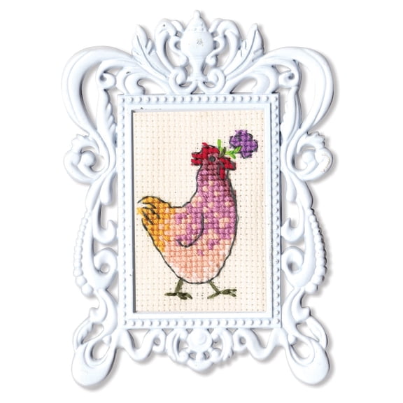 Hen with flower FA007 Counted Cross Stitch Kit