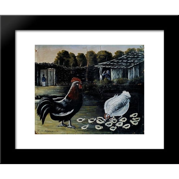 Hen with her chicks 20x24 Framed Art Print by Pirosmani, Niko