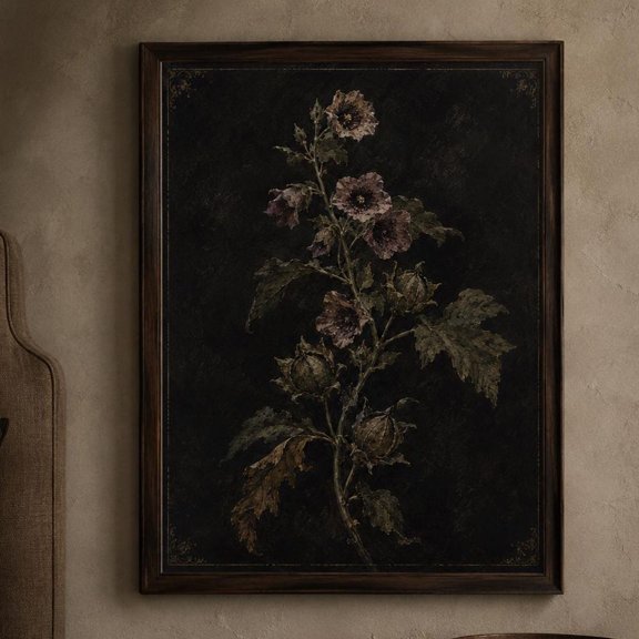 Henbane Plant Gothic Botanical Study Dark Academia Poster