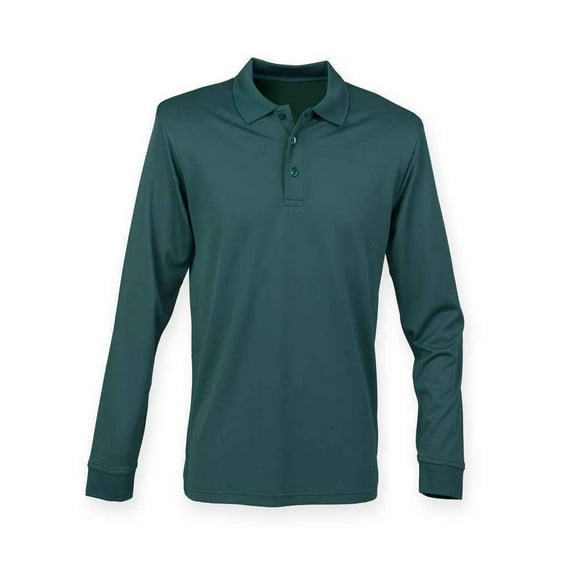 Henbury Adults Long Sleeve Coolplus Piqu Polo Shirt