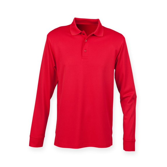 Henbury Adults Long Sleeve Coolplus Piqu Polo Shirt