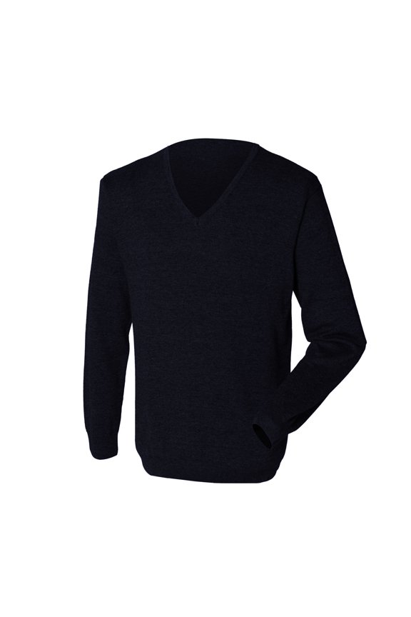 Mens 12 Gauge Fine Knit V-Neck Jumper/Sweatshirt