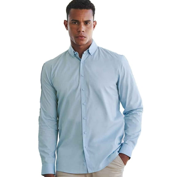 Henbury Mens Cotton CoolPlus Long-Sleeved Formal Shirt