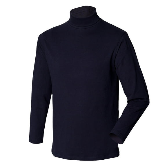 Henbury Mens Long Sleeve Cotton Rich Roll Neck Top / Sweatshirt