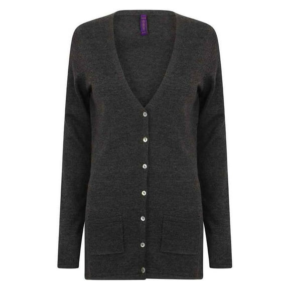 Henbury Womens Cotton Acrylic V Neck Cardigan
