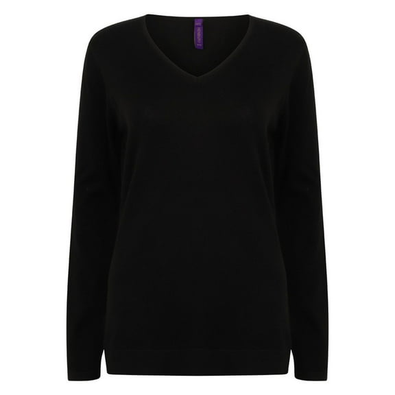 Henbury Womens Cotton Acrylic V Neck Sweatshirt
