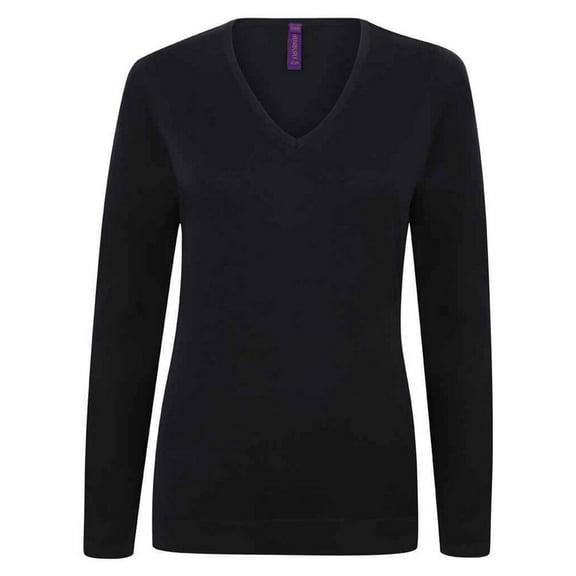 Henbury Womens Cotton Acrylic V Neck Sweatshirt
