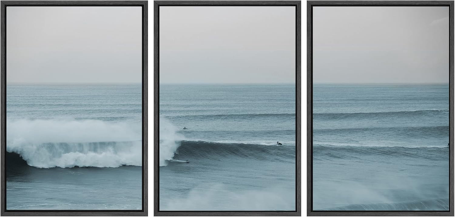 Henc1 d Canvas Print Wall Art Set Teal Sky Ocean Wave Beach Shore ...
