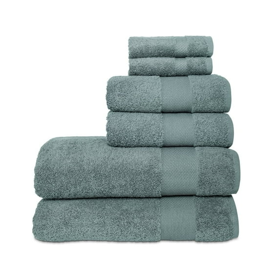 Hencely 6-Piece Turkish Cotton Bath Towel Set – 2 Bath Towels, 2 Hand Towels & 2 Washcloths – Soft, Absorbent, Quick Dry – Dark Green