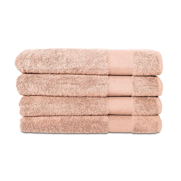 Hencely 4-Pack Turkish Cotton Bath Towels – Large 28x58 in – Soft, Absorbent, Quick Dry – Peach