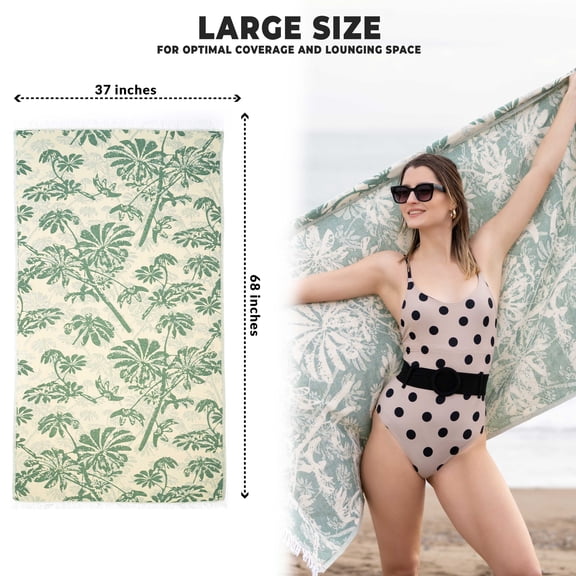Hencely Beach Towels, 100% Cotton Soft Turkish Large Beach Towel 37 x 68 Inches for SPA, Beach, Pool, Gym and Bathroom (Carribiean)