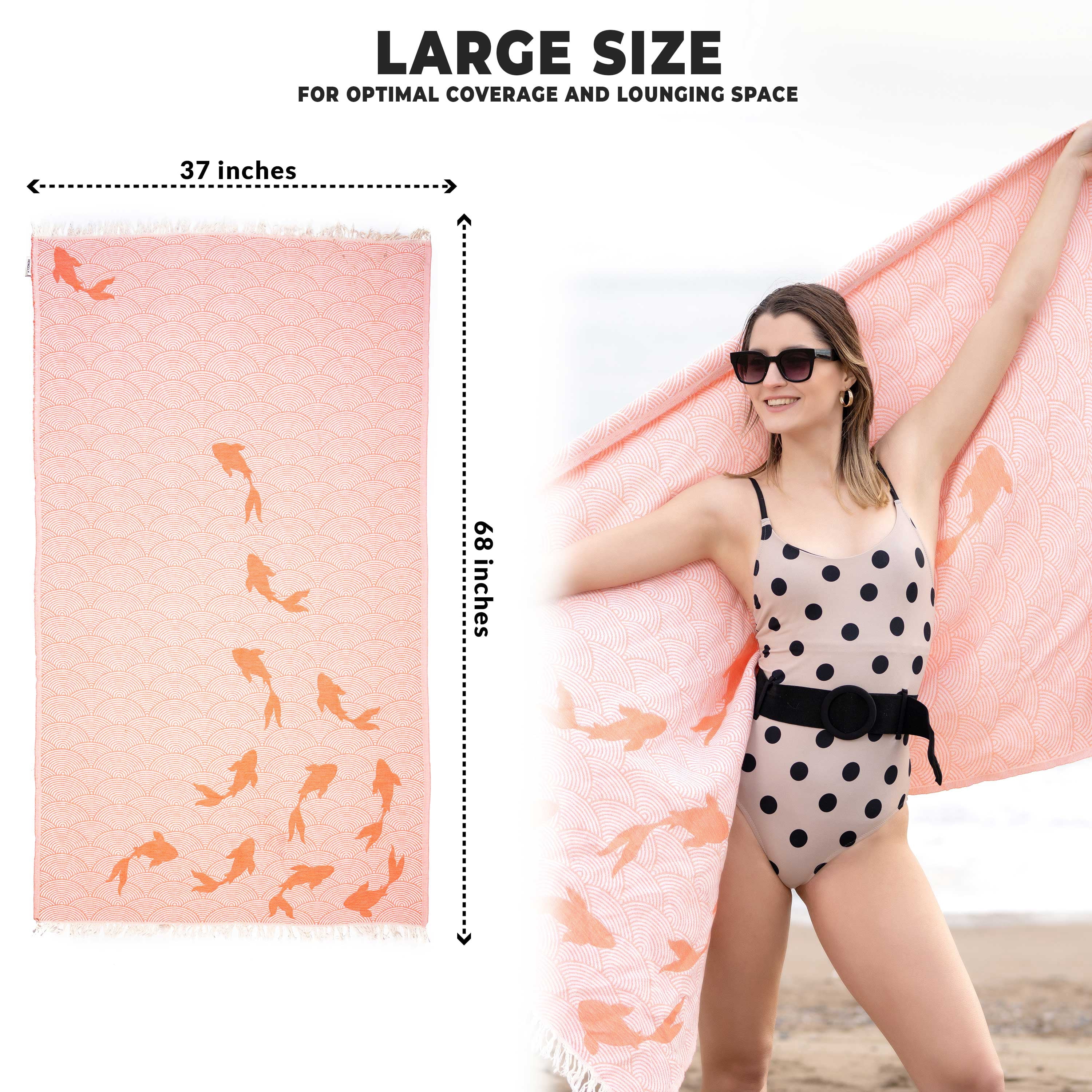 Hencely Beach Towels, 100% Cotton Soft Turkish Large Beach Towel 37 x 68 Inches for SPA, Beach, Pool, Gym and Bathroom (Dolphin)