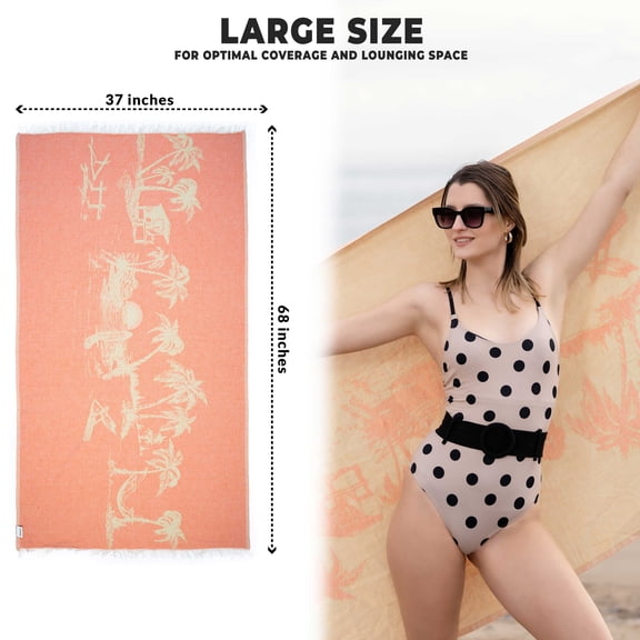 Hencely Beach Towels, 100% Cotton Soft Turkish Large Beach Towel 37 x 68 Inches for SPA, Beach, Pool, Gym and Bathroom (Tropical Life)