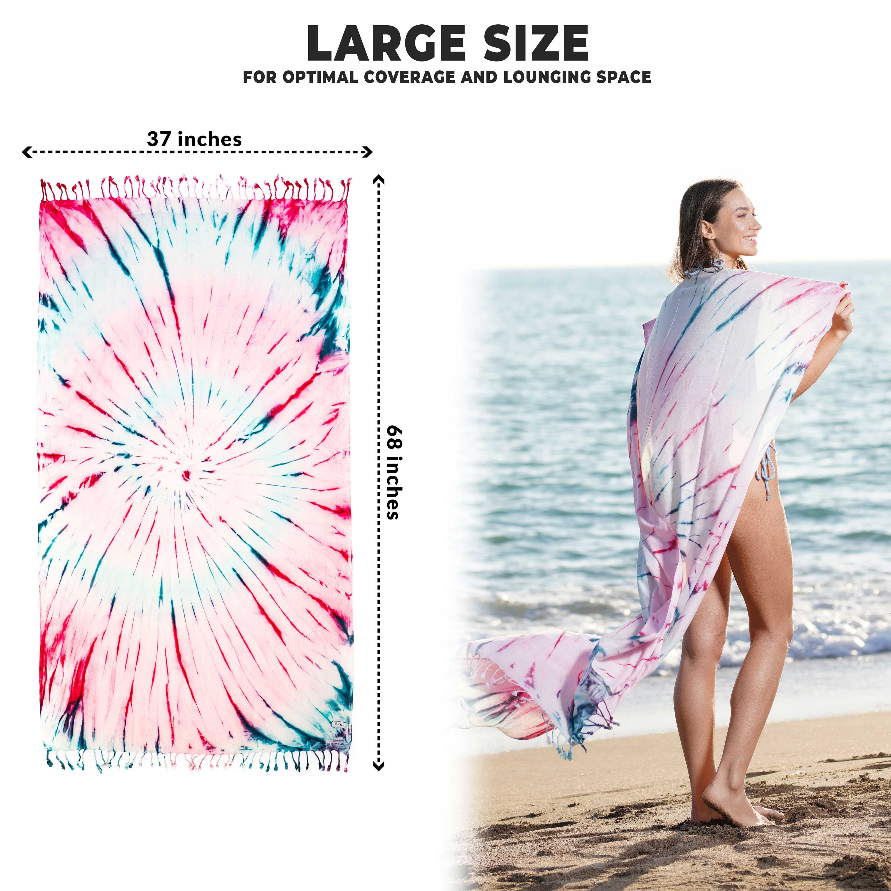 Hencely Tie Dye Beach Towel – 37 X 68 Inches, 100% Turkish Cotton, Soft & Sand-Resistant - View #6