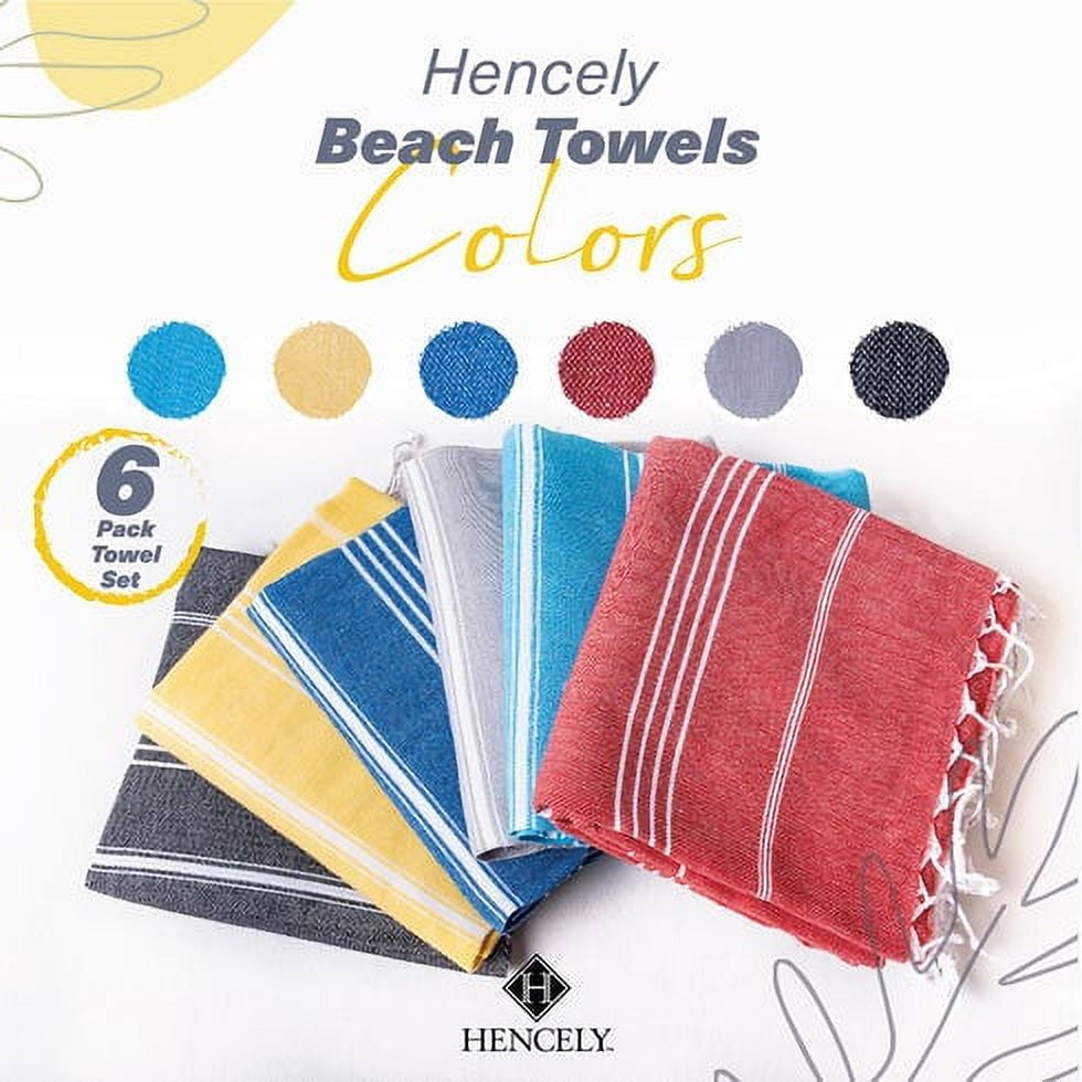Hencely Turkish Beach Towel Colors - Set of 6