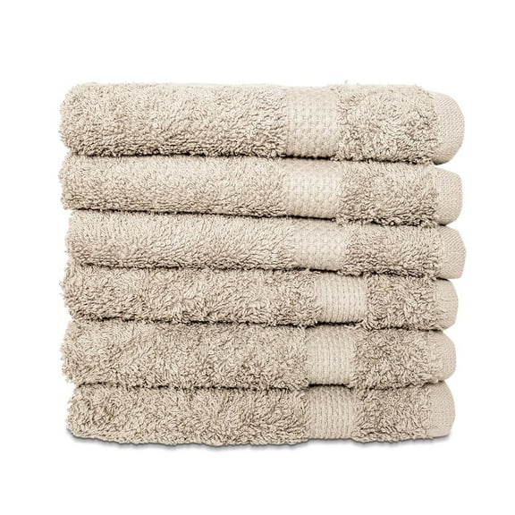 Hencely 6-Piece Turkish Cotton Washcloth Set – Soft, Absorbent & Durable Face Towels 12x12 in – Beige