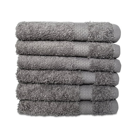 Hencely 6-Piece Cotton Washcloth Set – Soft, Absorbent & Durable Face Towels (12x12 in) – Gray