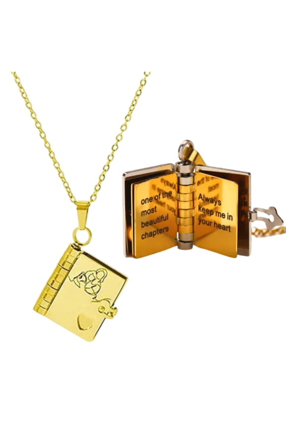 Hencethus Book Necklace, For Granddaughter - The Most Beautiful Chapter Book Necklace, Granddaughter Chapter Book Necklace (Gold Silver)