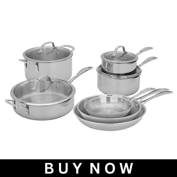 Henckels 11-Piece Stainless Steel Tri-Ply Clad Cookware Set  Induction-Ready, Oven Safe, Dishwasher Safe