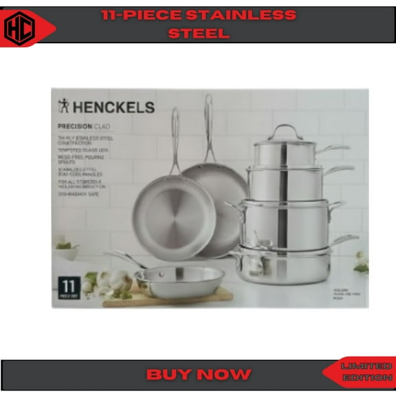 Henckels 11-Piece Stainless Steel Tri-Ply Clad Cookware Set