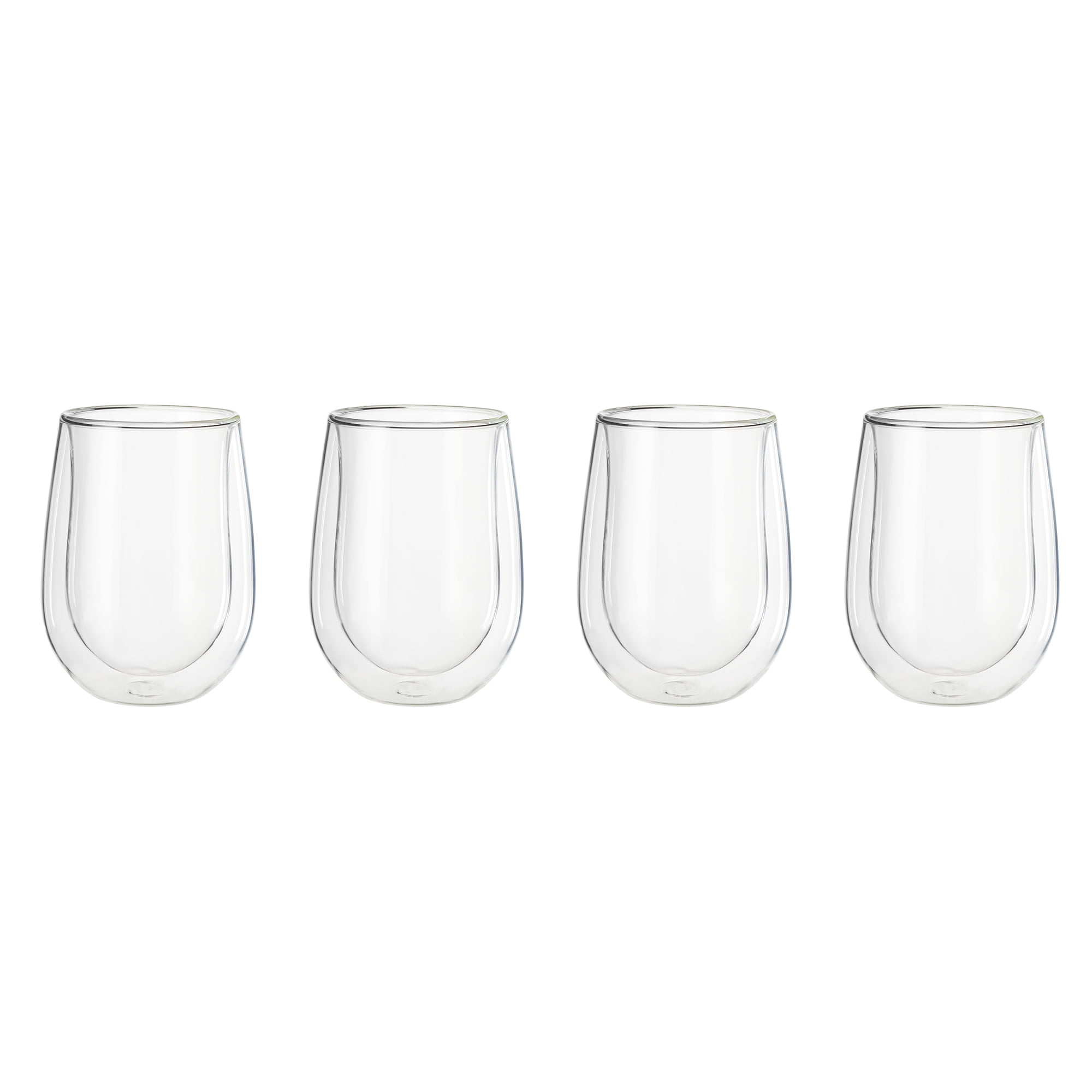 Henckels Cafe Roma 4pc DoubleWall Glassware Stemless White Wine Glass Set
