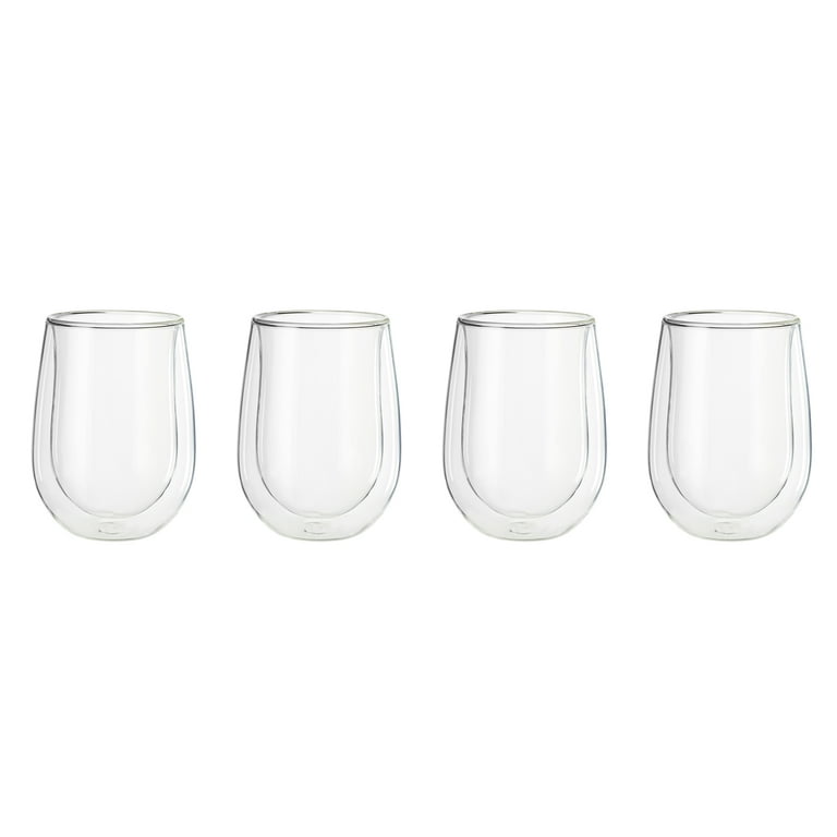 Henckels Cafe Roma 4-pc Double-Wall Glassware Stemless White Wine Glass Set