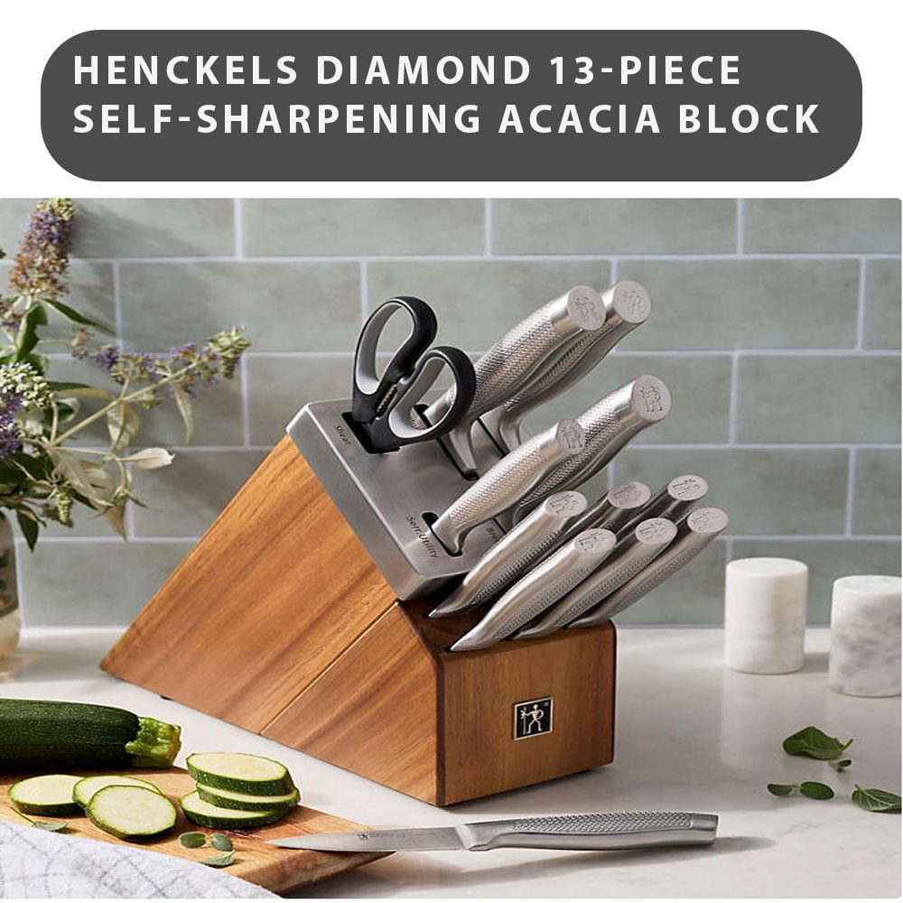 Henckels Diamond 13-Piece Self-Sharpening Acacia Block Set by Supplyplex LLC