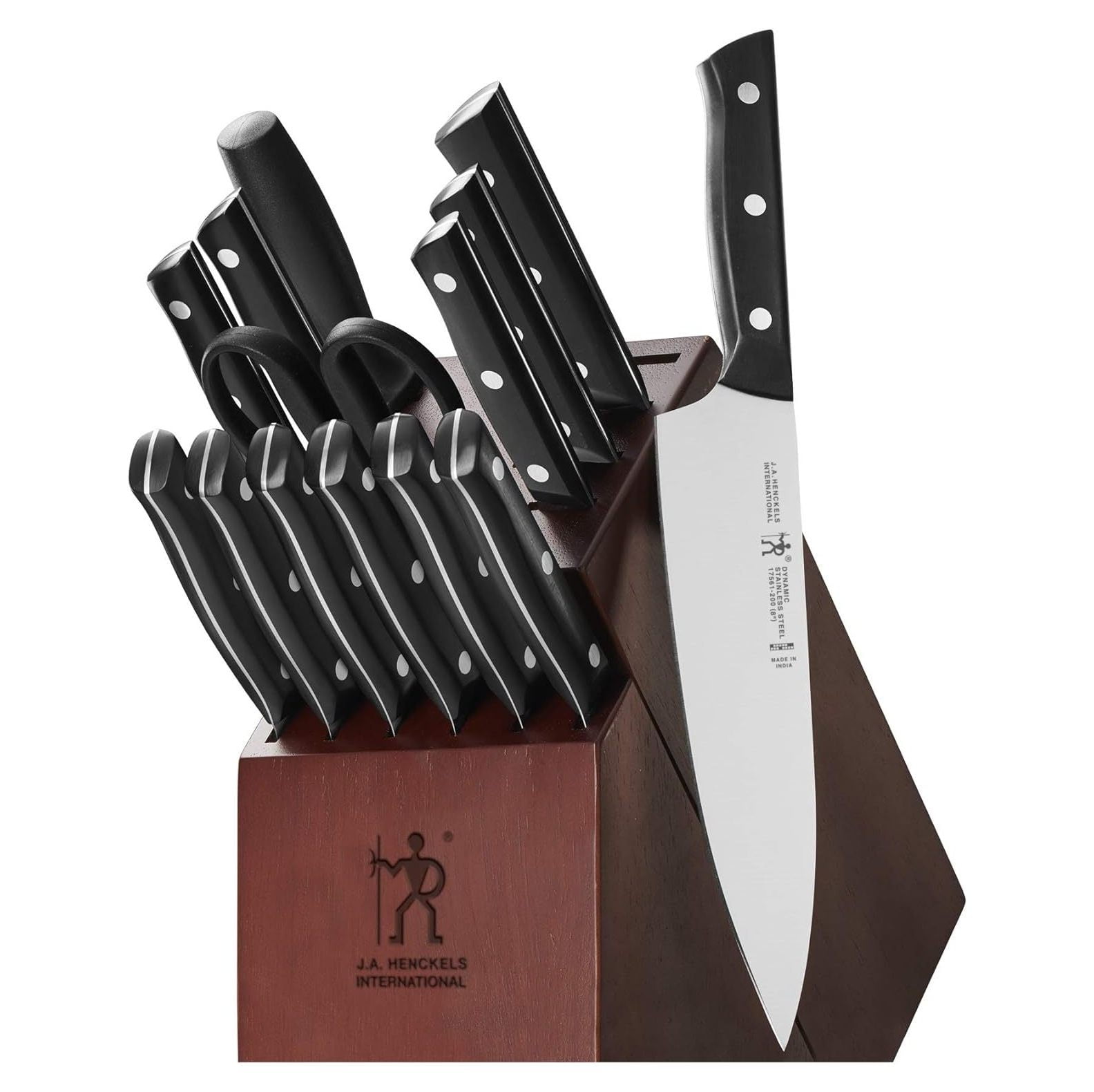 HENCKELS Dynamic Razor-Sharp 15-Piece Knife Set, German Engineered Informed by 100+ Years of Mastery, Chefs Knife, Dark Brown