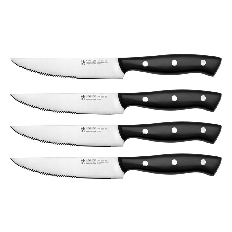 STEAK KNIFE 4PC BLACK PLASTIC HANDLE PER SET (by 2 sets)