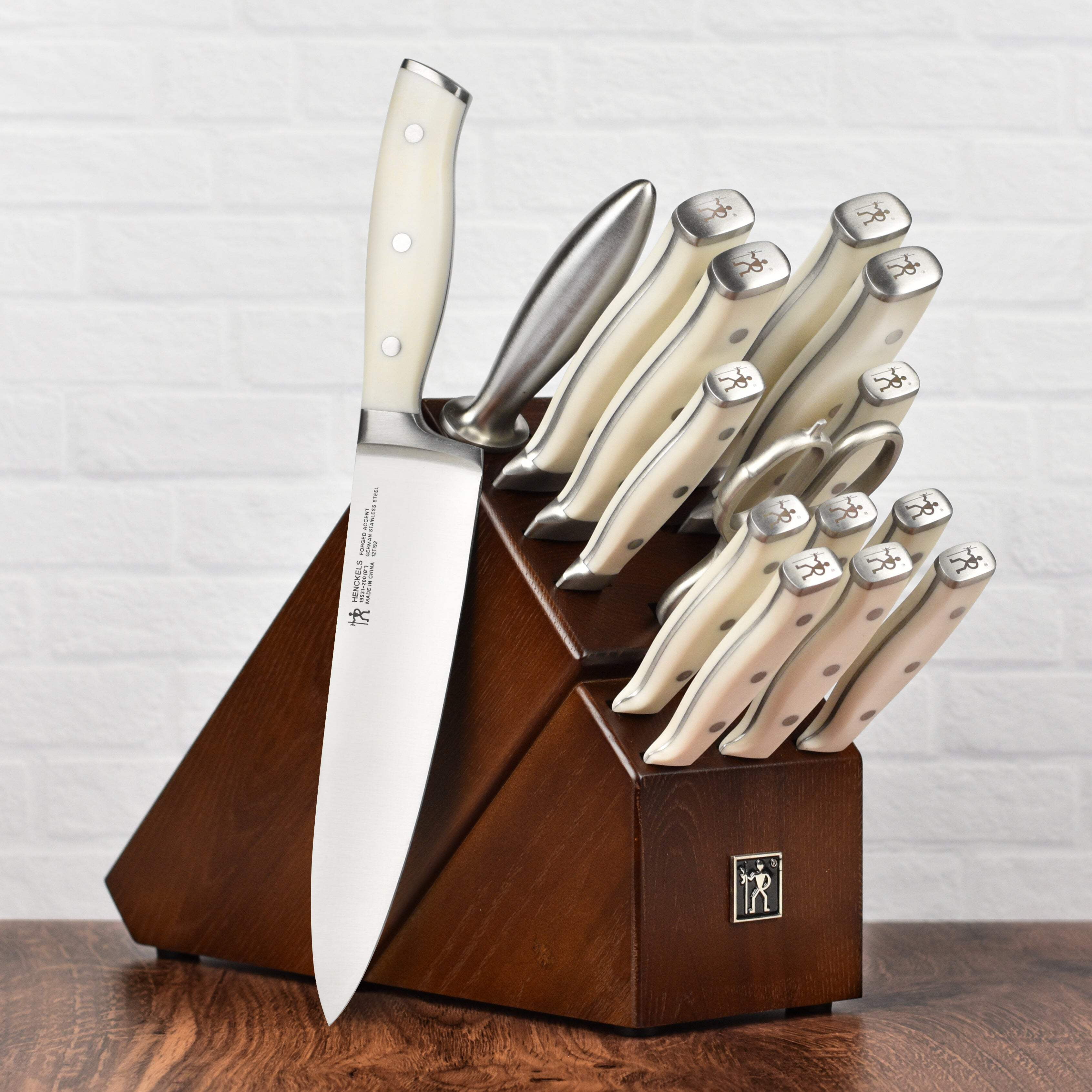 Henckels Forged Accent 16 Piece Off-White Knife Block Set - Walmart.com