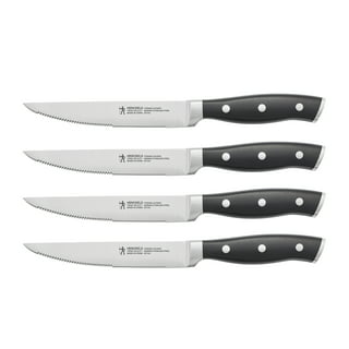 SiliSlick Steak Knife Set - Iridescent/Rainbow Titanium Coated Stainless Steel Knives - 5 inch / 12.7cm - (Black) Black Handle / 4