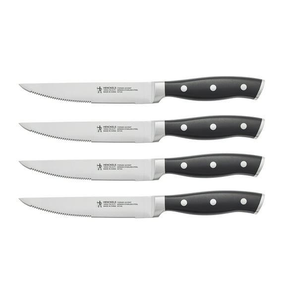 Henckels Forged Accent Set of 4 Steak Knife Set, German Engineered Informed by 100+ Years of Mastery, Black