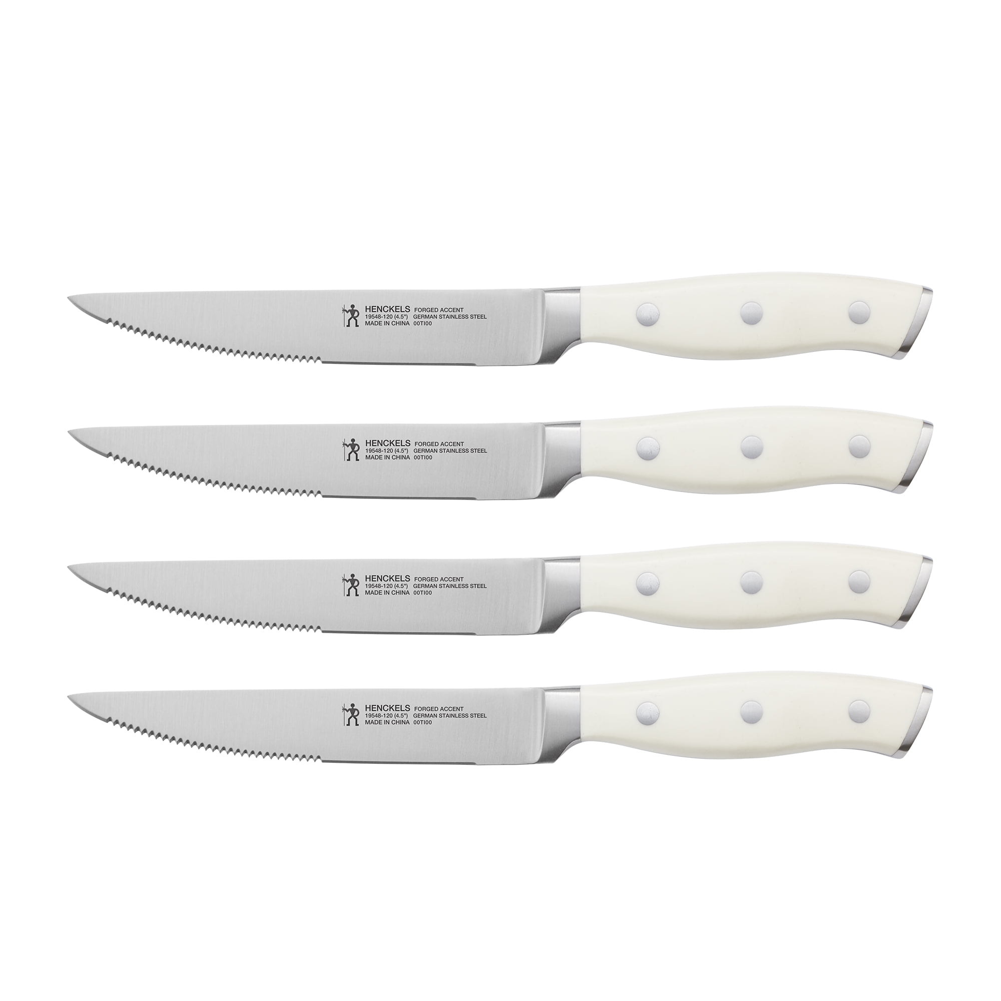 Henckels Forged Accent Set of 4 Steak Knife Set, German Engineered Informed by 100+ Years of Mastery, White