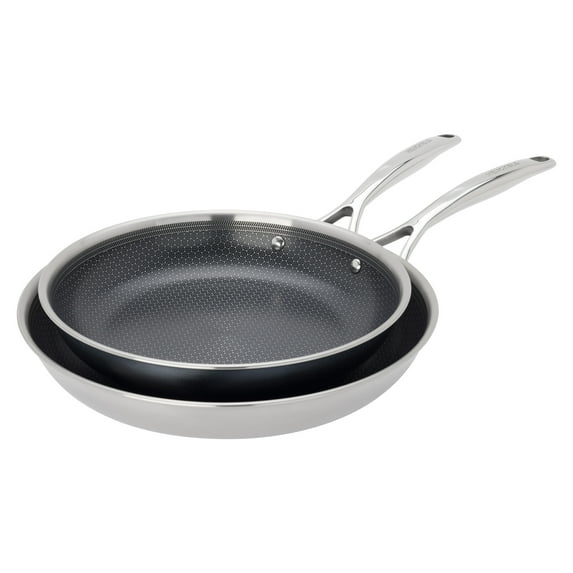 Henckels Paradigm Ceramic Stainless Steel Dual Performance 2Pc Fry Pan Set, 8-Inch and 10-Inch