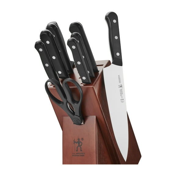Henckels Solution 10-pc Knife Set with Block, Chef Knife, Paring Knife, Utility Knife, Bread Knife, Black, Stainless Steel