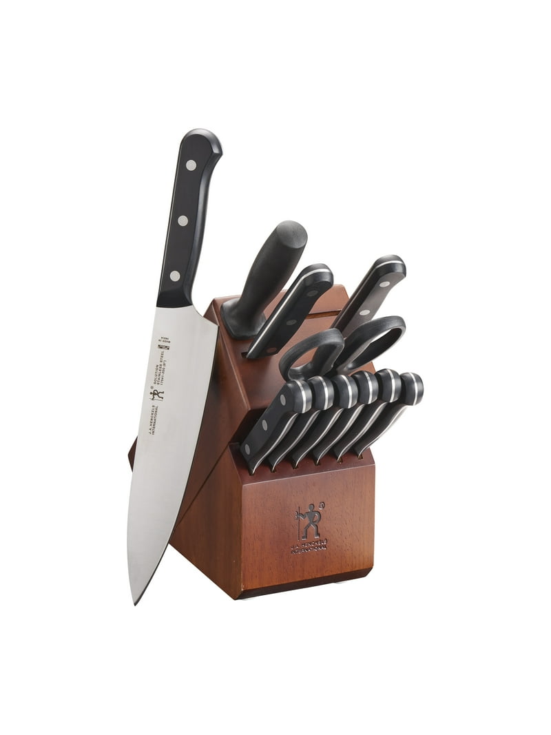 HENCKELS, Solution 12-pc Knife Block Set, Brown with Steak Knives