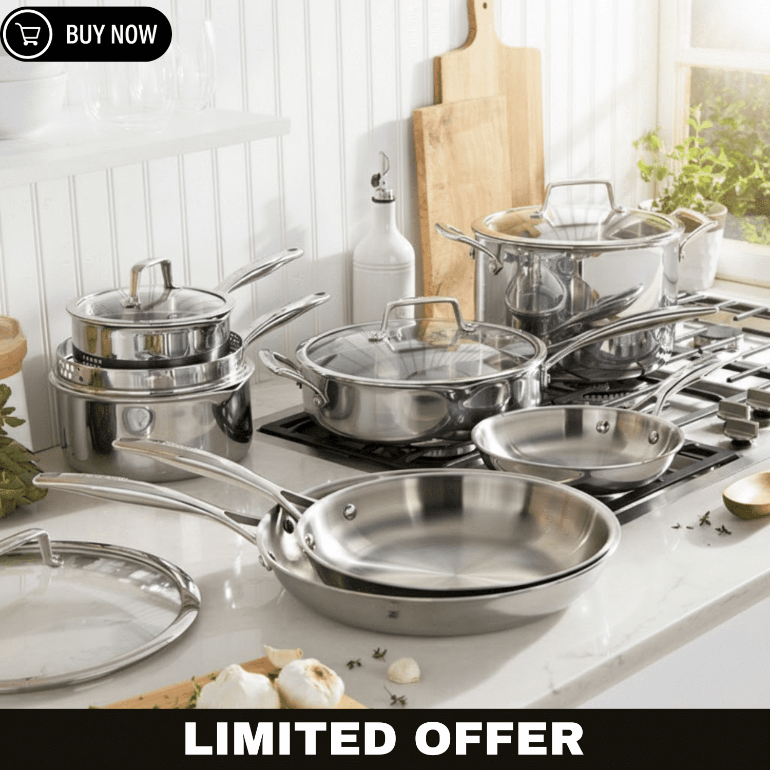 Henckels Tri-Ply Clad Stainless Steel 12-piece Cookware Set