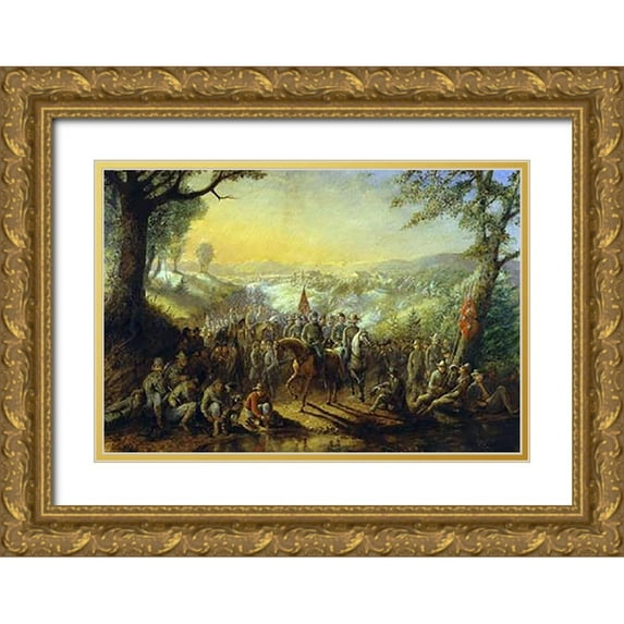 Henderson, David English 14x11 Gold Ornate Wood Framed with Double Matting Museum Art Print Titled - Halt of the Stonewall Brigade