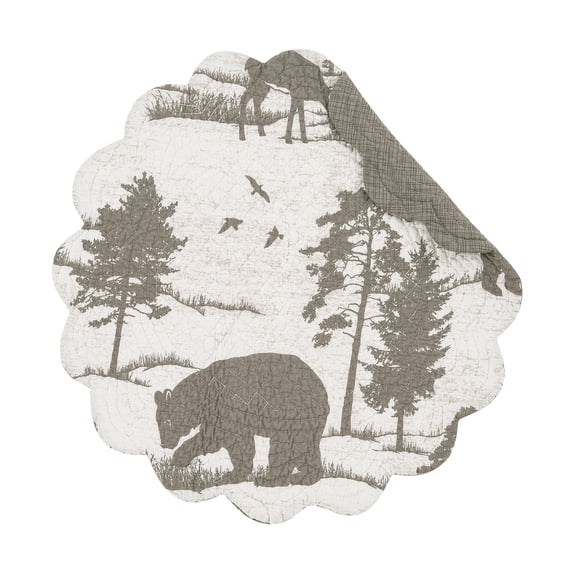 Henderson Hideaway Round Woven Single Placemat Grey And White Rustic, 17"
